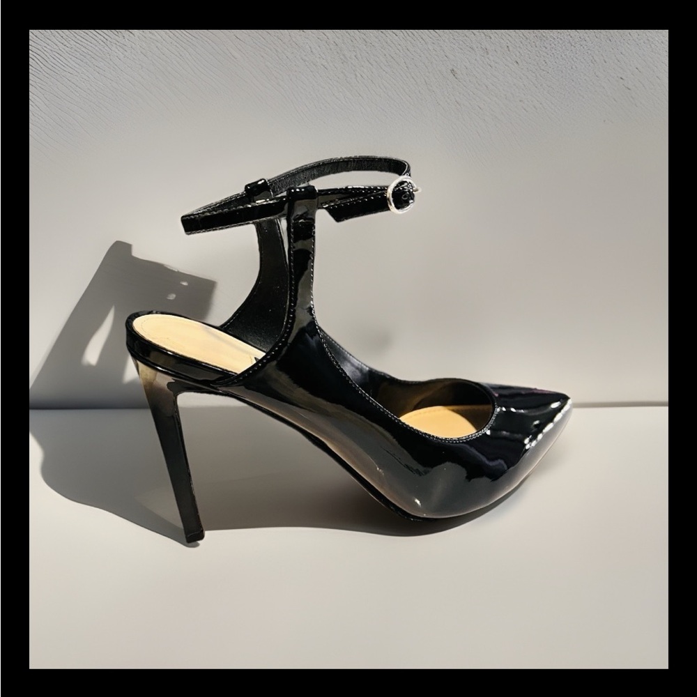 Nine West Glossy Black Heels with Ankle Strap